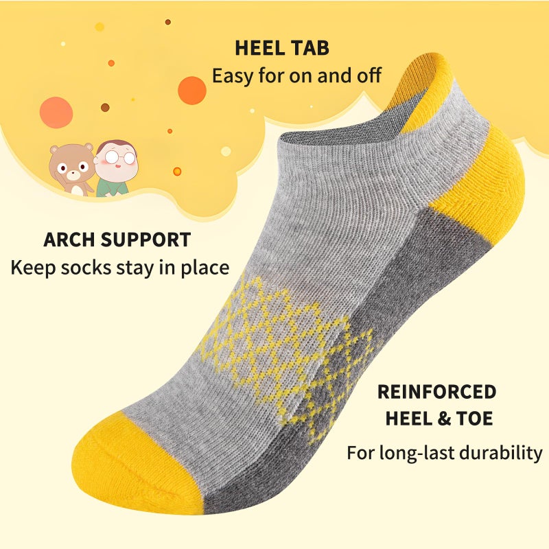 Comfoex Boys Socks 6 Pairs Ankle Athletic Sock Half Cushioned Low Cut Socks For Little Big Kids - Image 3